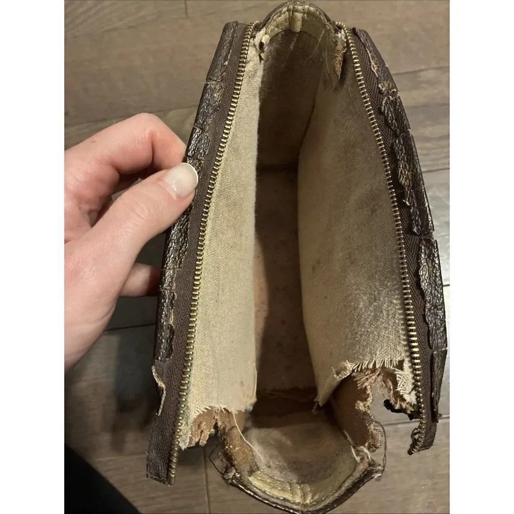 Louis Vuitton authentic Zip Brown Logo Small Zip Pouch Bag